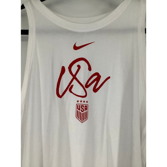Nike Womens Large White Dri Fit USWNT Script Cotton Tomboy Tank Top Active O12-8 - Picture 3 of 7